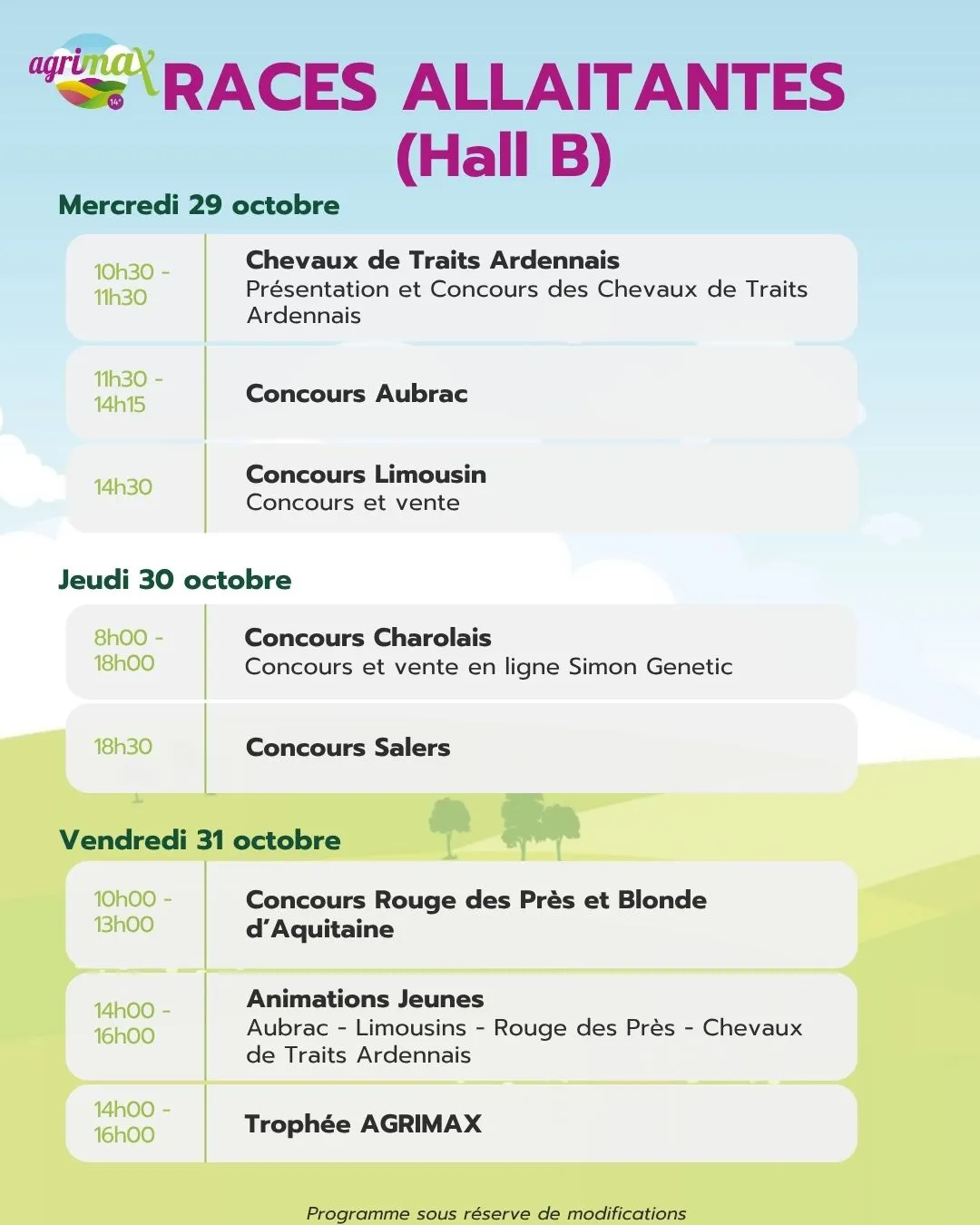 Programme Races allaitantes (Hall B)