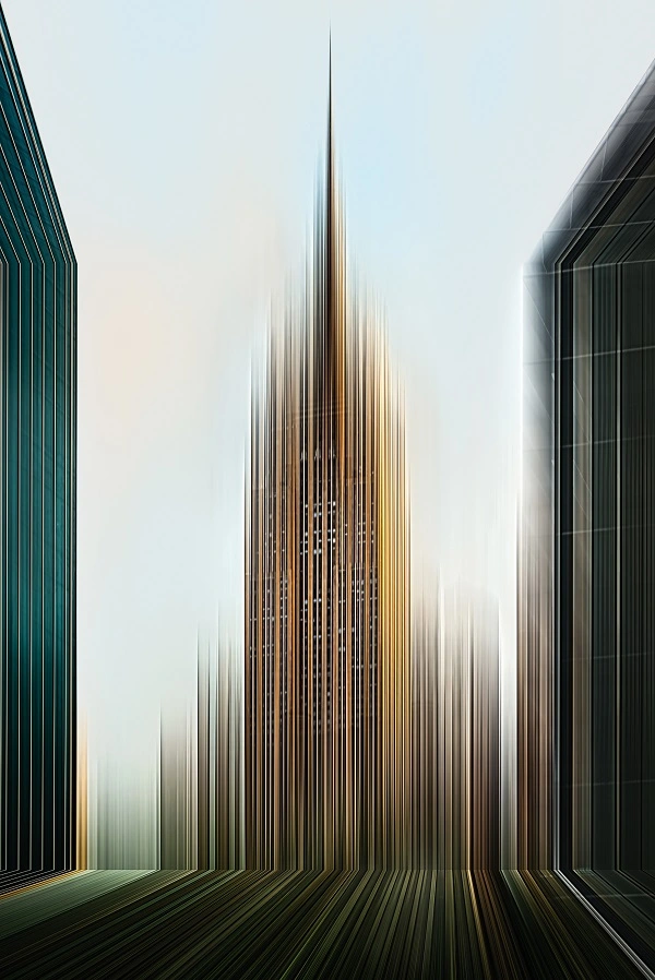 Peinture d'un building avec un effet de flou