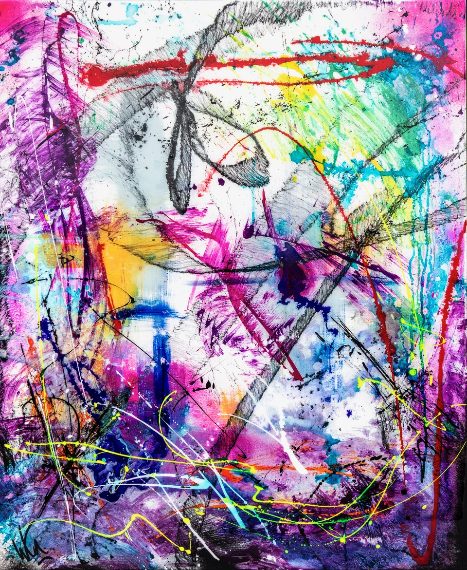 Peinture abstraite avec plein de couleurs