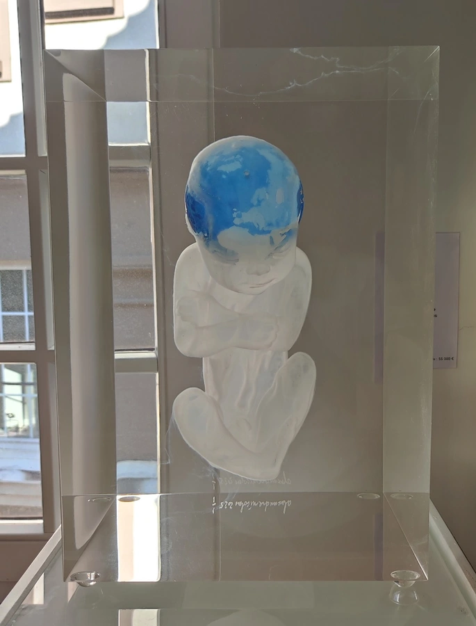 Peinture bébé tête bleue